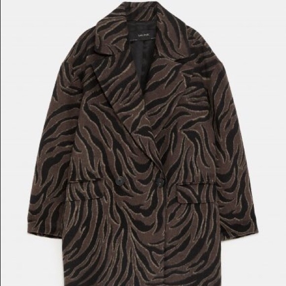 Brand New Zara Brown Patterned Trench Coat - Picture 2 of 5